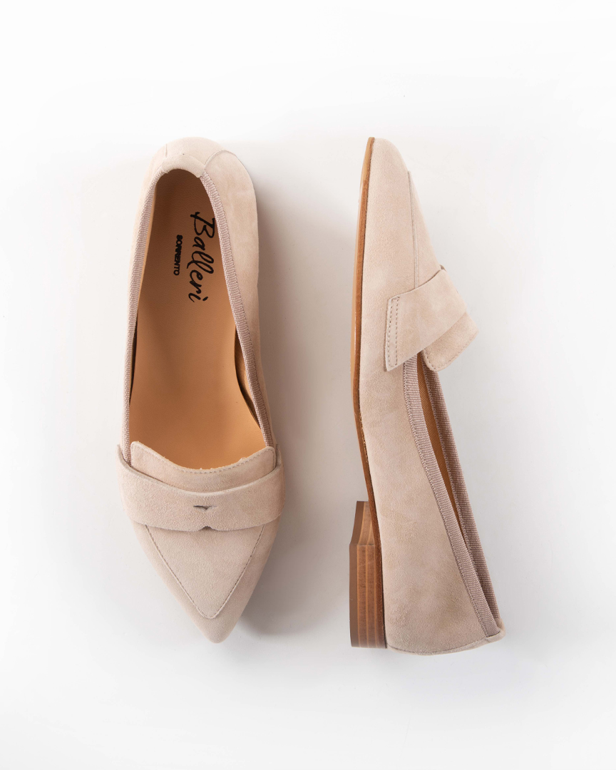 Mocassino a punta Nico Camoscio Beige