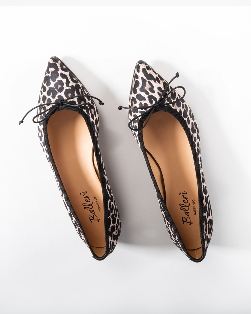 Leopard print satin Eleonora Pointed Ballerina