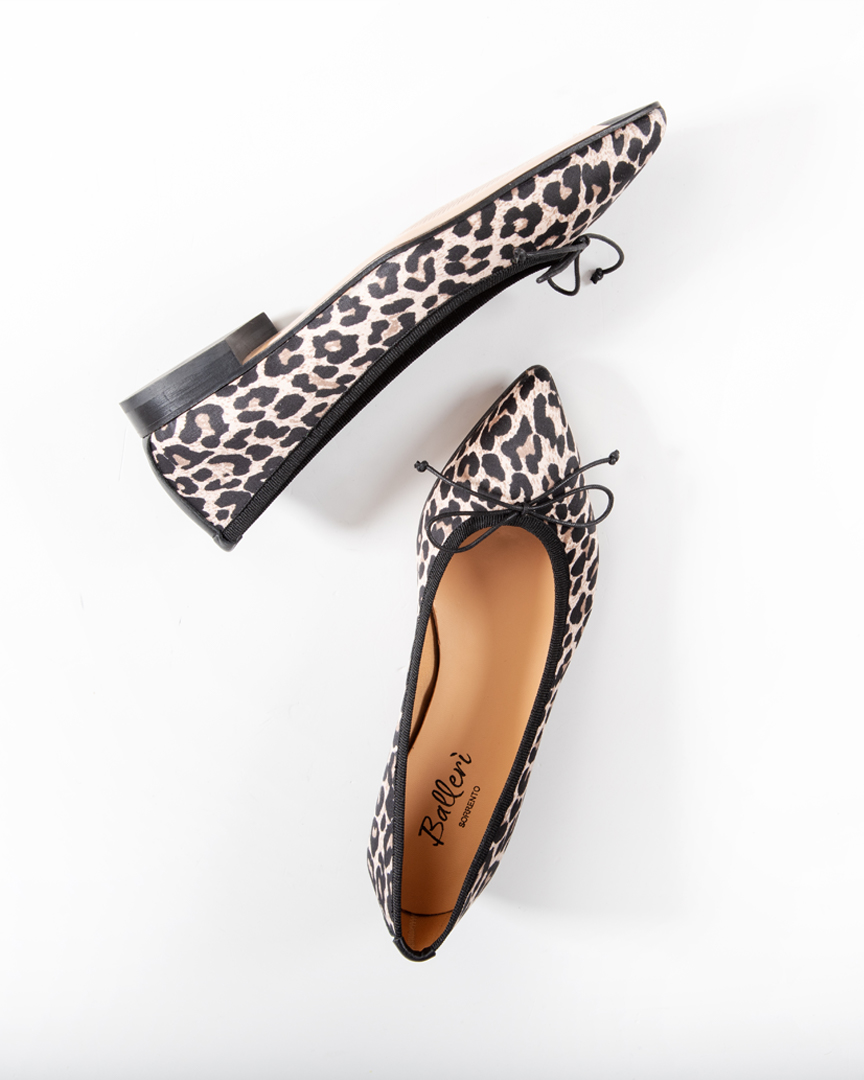 Leopard print satin Eleonora Pointed Ballerina
