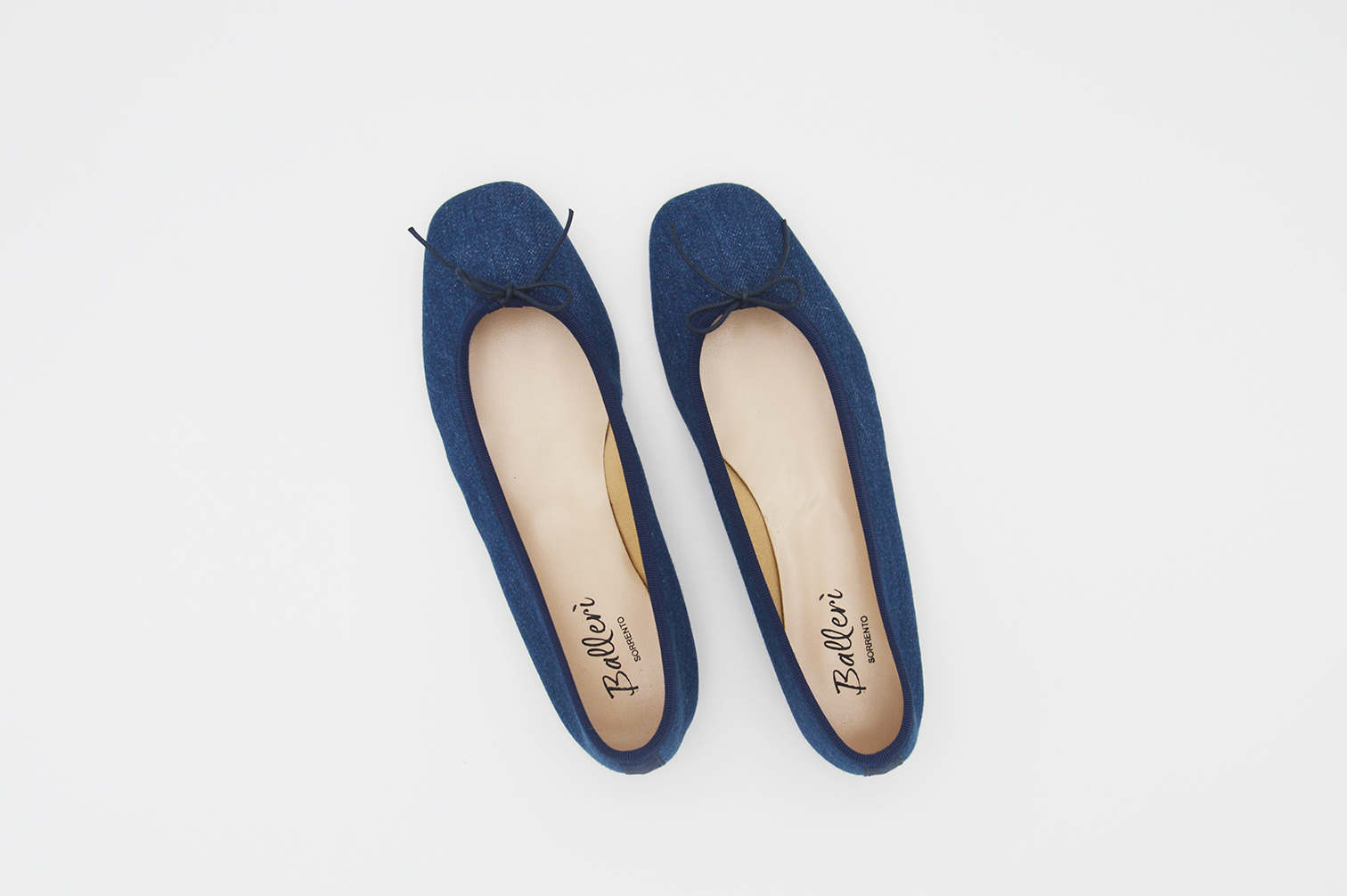 Black Leather Emma Square Toe Ballerina Baller Sorrento