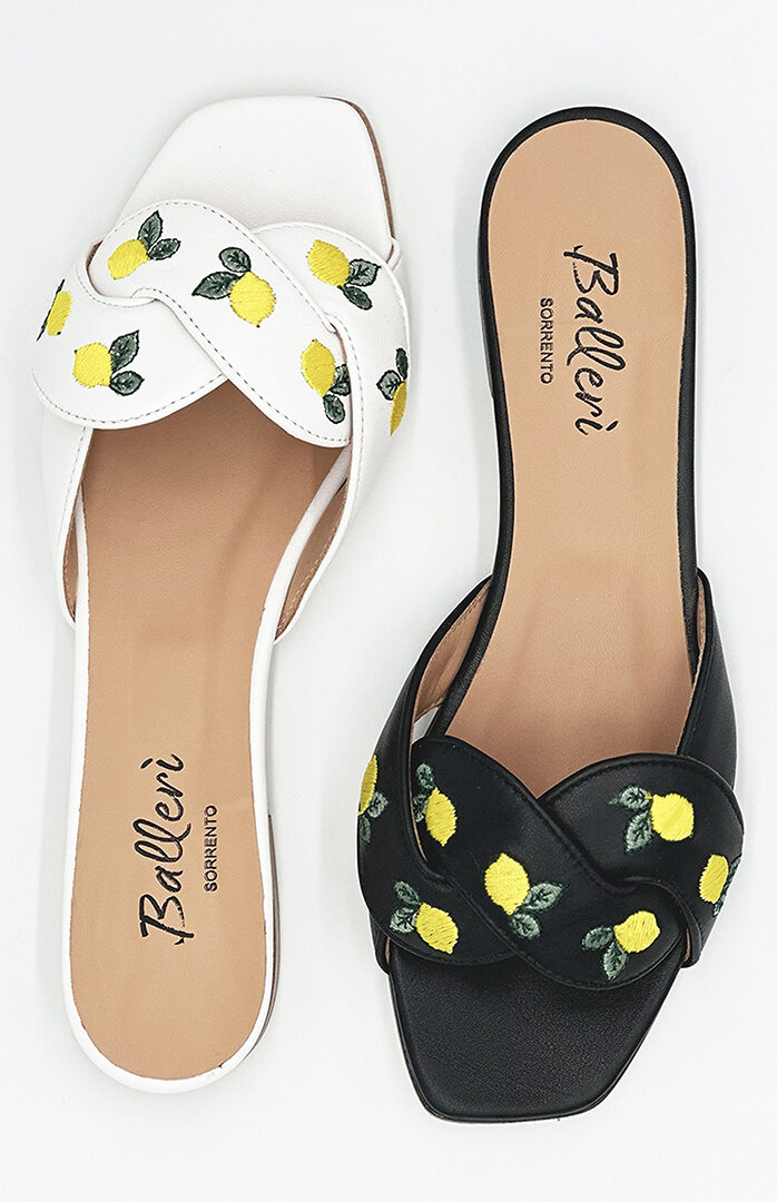 Black Leather Dolcevita Square toe Sandals Balleri Sorrento