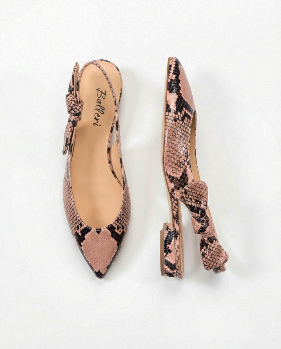 JK pointed Slingback in Pink Python Print