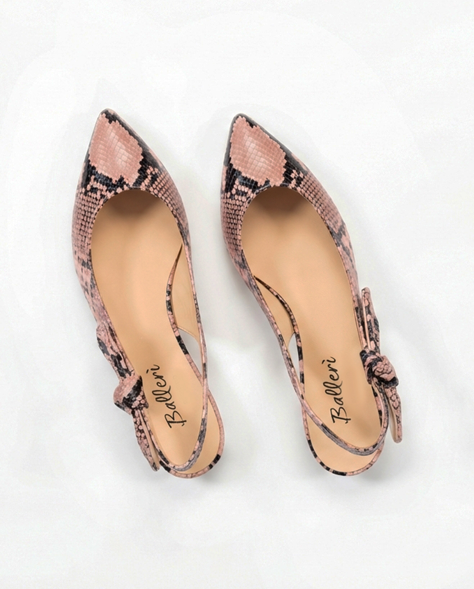 JK pointed Slingback in Pink Python Print